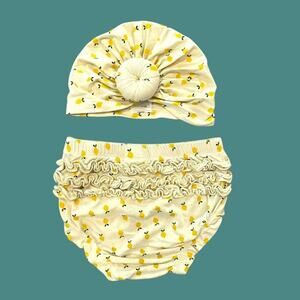 Hanna Anderson Bloomer And Turban Set In Lemony Yellow 2T